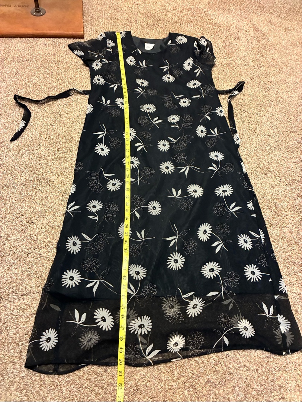 Connie Choi Black Maxi/Midi Dress with White Floral Print - Picture 11 of 11